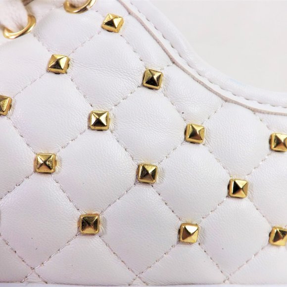 MICHAEL Michael Kors Melbourne Quilted Vegan Leather w Gold Bling Tennis Shoes 5 - Picture 11 of 12